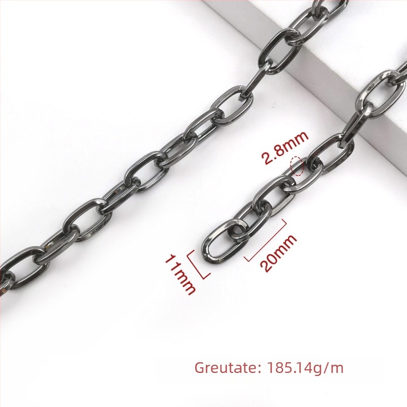 Lanț decorativ din fier, electroplacat, Jin Ming, puritate 800 argint, formă dreptunghiulară sau ovală