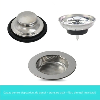 Capac filtrare chiuvetă din oțel inoxidabil, pentru dispozitiv de eliminare a resturilor, model LJ2369