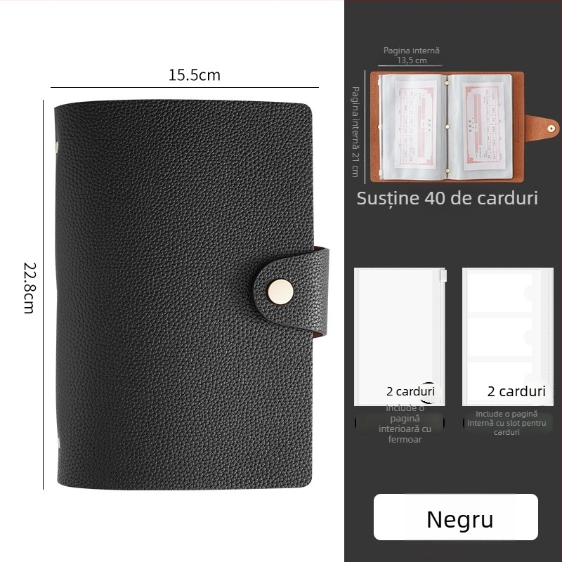 Carte de depozit cu închidere magnetică, din piele PU, cu suport pentru bancnote