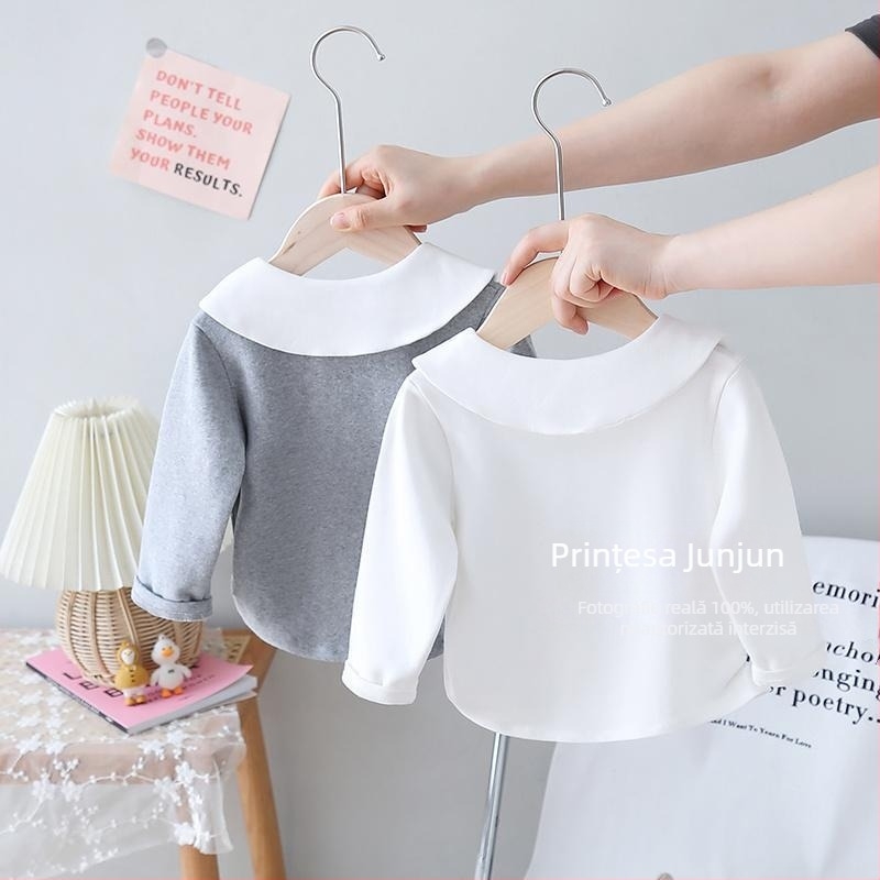 Tricou pentru fete, stil coreean, mâneci lungi, primăvară și toamnă