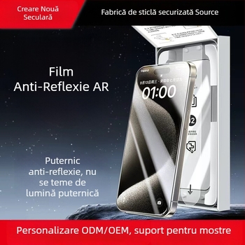 Protecție ecran din sticlă temperată pentru iPhone 17 Pro Max, cu strat anti-reflexie — praf rezistent, anti-amprentă.