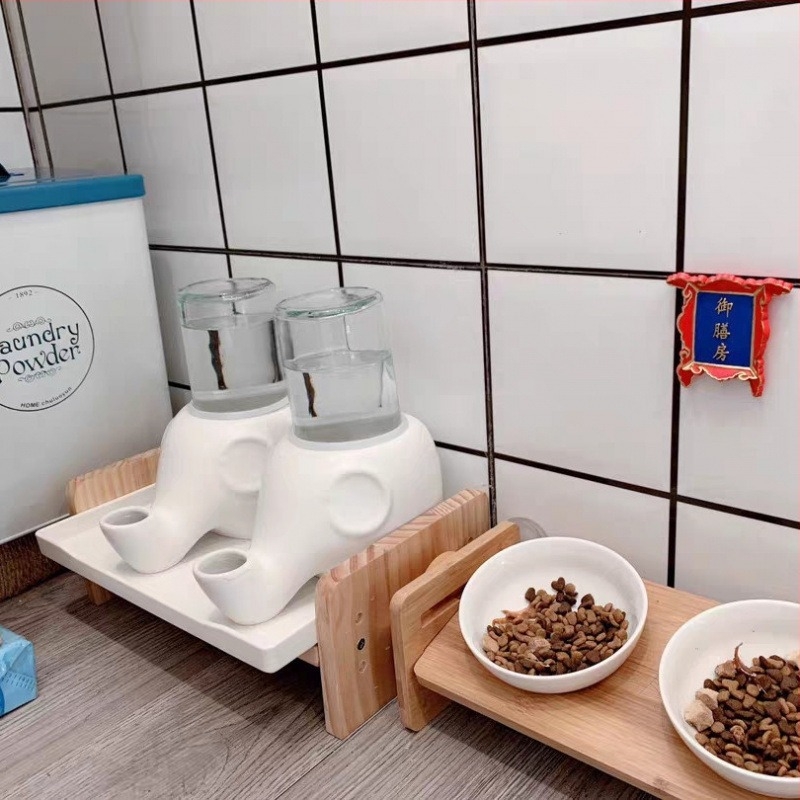 Fântână de apă pentru pisici — ceramică, inspirată de elefant, fără a uda bărbia, castron cu fața Garfield și față plată, detașabilă, model Tf55