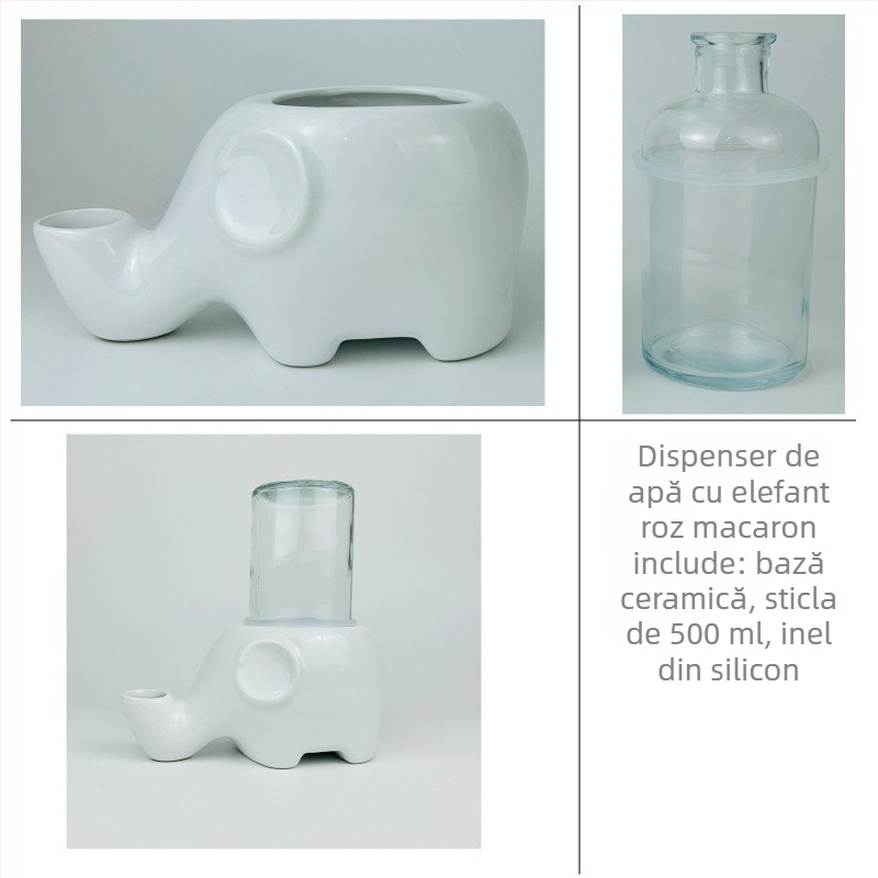 Fântână de apă pentru pisici — ceramică, inspirată de elefant, fără a uda bărbia, castron cu fața Garfield și față plată, detașabilă, model Tf55