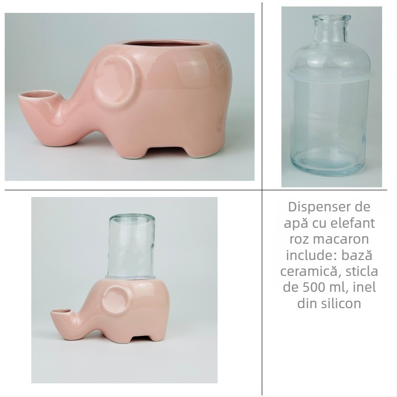 Fântână de apă pentru pisici — ceramică, inspirată de elefant, fără a uda bărbia, castron cu fața Garfield și față plată, detașabilă, model Tf55