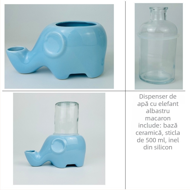 Fântână de apă pentru pisici — ceramică, inspirată de elefant, fără a uda bărbia, castron cu fața Garfield și față plată, detașabilă, model Tf55