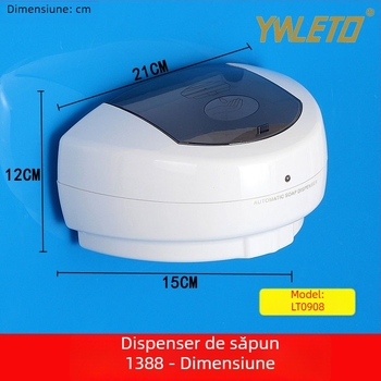 Dozator de săpun automat montat pe perete, fără contact, cu senzor inductiv, 500 ml, ABS Le Tuo
