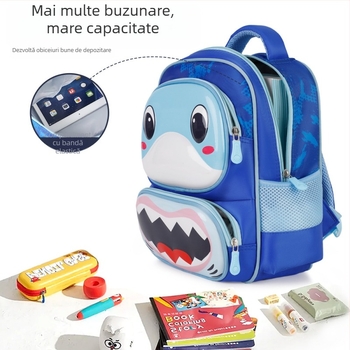 Rucsac pentru copii – model animal, pentru școală, Oxford, curele cu pernă de aer, pentru clasa I-II, stil desen animat