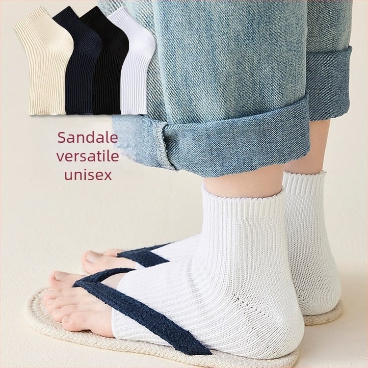 Șosete cu deget deschis, unisex, pentru vară, din bumbac 75%/elastan 25%, antibacteriale și absorbante, culoare solidă, construcție cu două ace