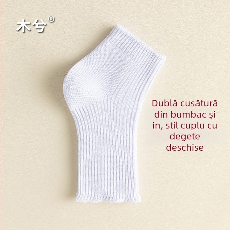Șosete cu deget deschis, unisex, pentru vară, din bumbac 75%/elastan 25%, antibacteriale și absorbante, culoare solidă, construcție cu două ace