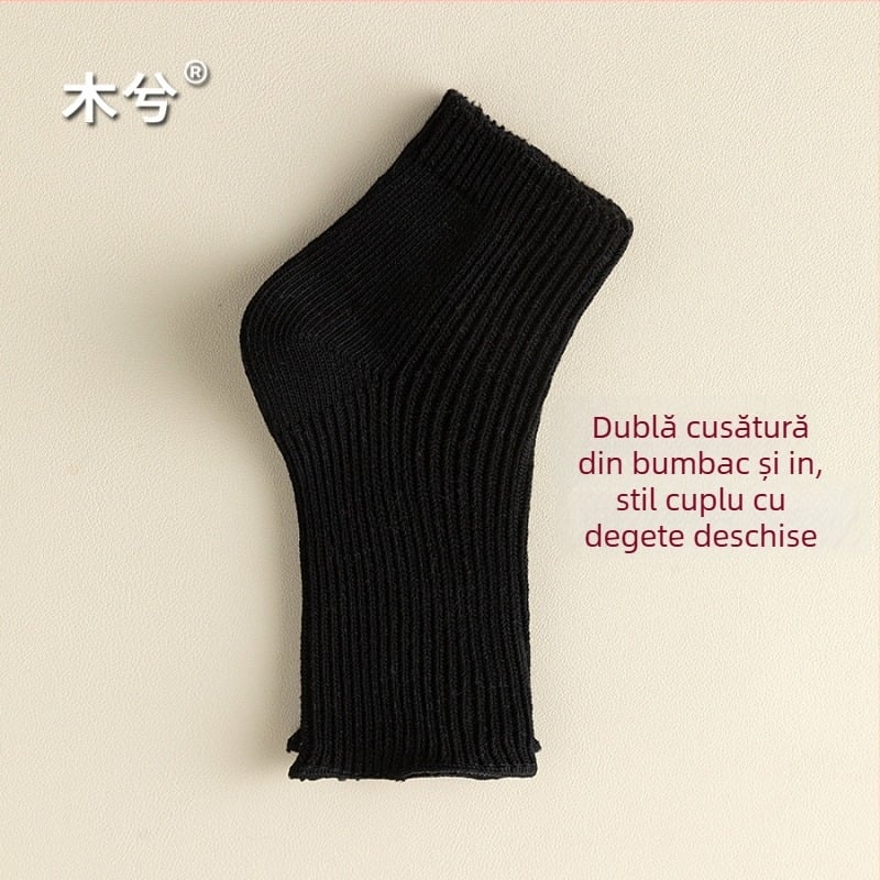 Șosete cu deget deschis, unisex, pentru vară, din bumbac 75%/elastan 25%, antibacteriale și absorbante, culoare solidă, construcție cu două ace