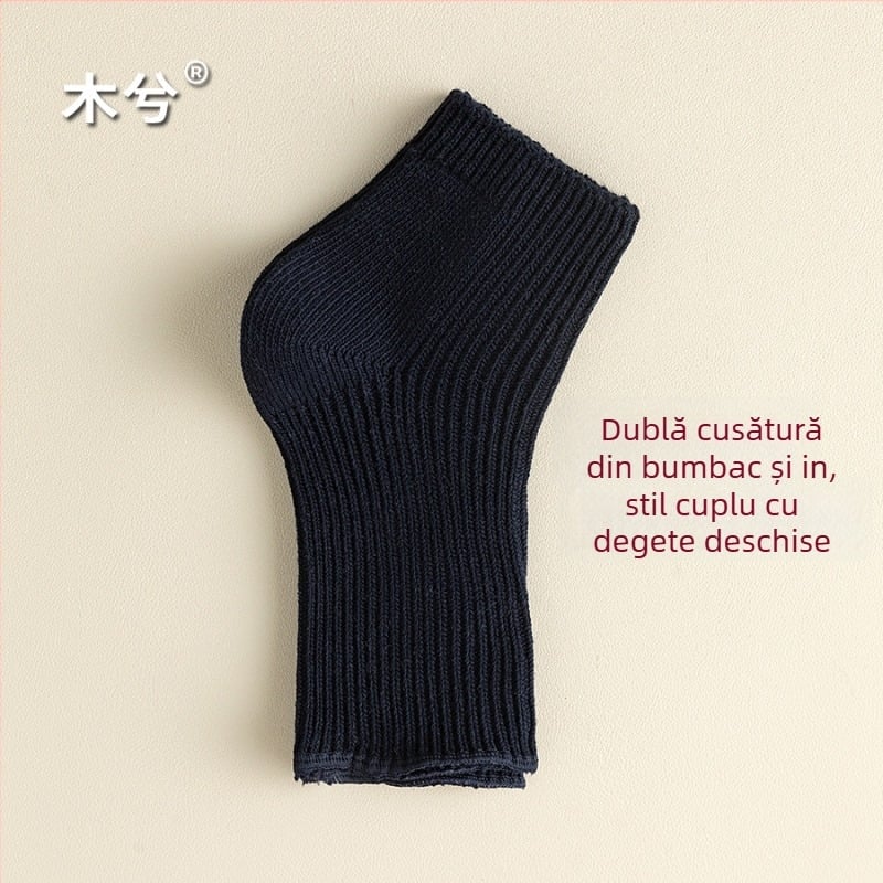 Șosete cu deget deschis, unisex, pentru vară, din bumbac 75%/elastan 25%, antibacteriale și absorbante, culoare solidă, construcție cu două ace