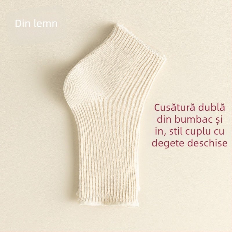 Șosete cu deget deschis, unisex, pentru vară, din bumbac 75%/elastan 25%, antibacteriale și absorbante, culoare solidă, construcție cu două ace