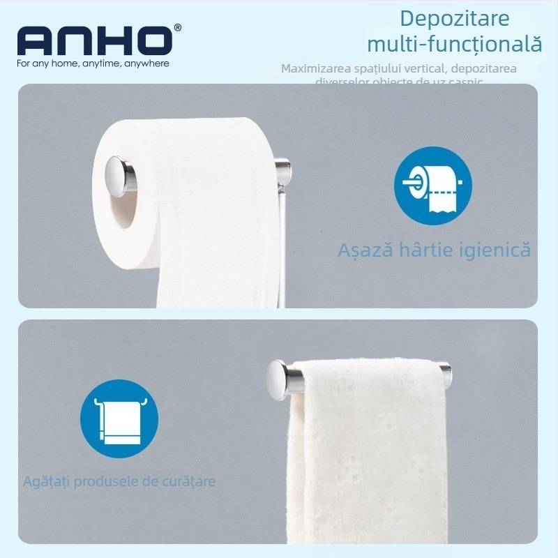 Suport podea pentru hârtie igienică din oțel inoxidabil, montaj fără găuri, finisaj electroplacare/vopsire