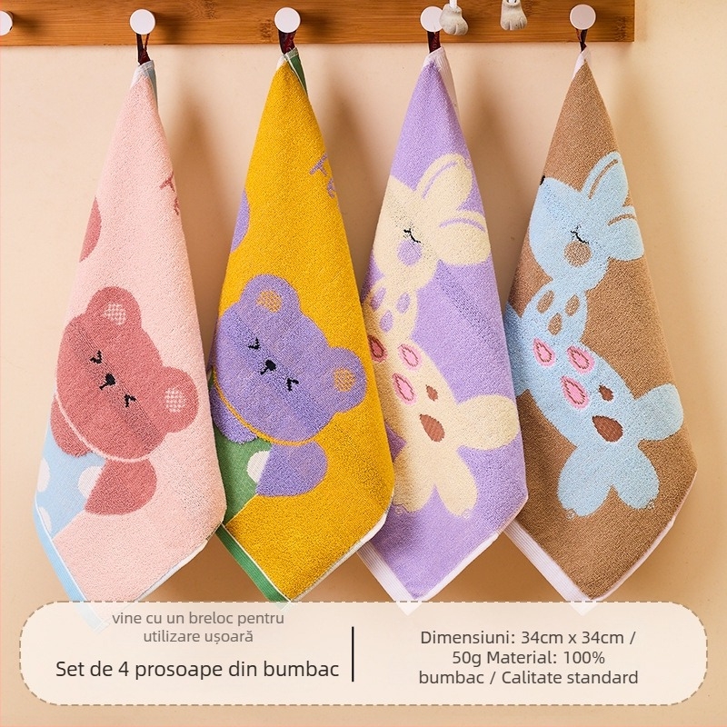 Prosop pătrat din bumbac pentru copii, absorbție rapidă, 50 g, țesătură Jacquard