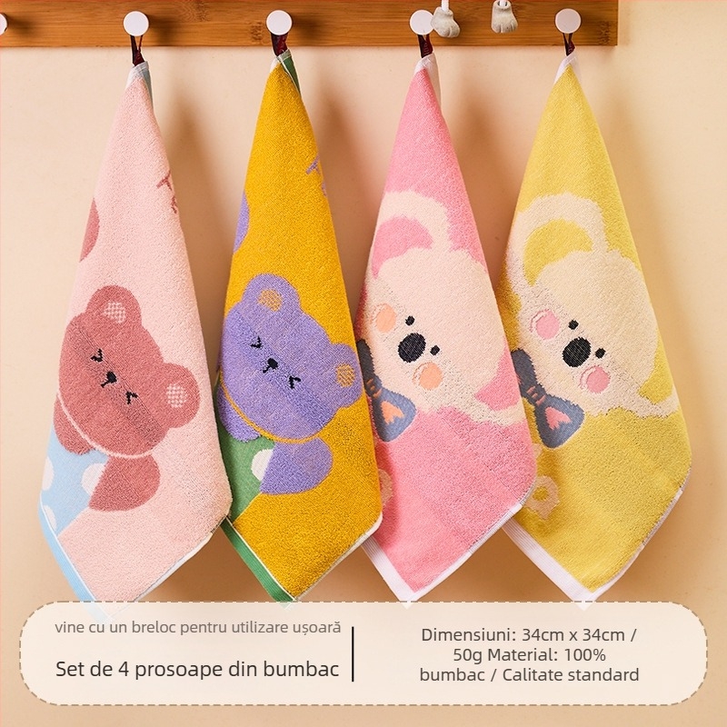 Prosop pătrat din bumbac pentru copii, absorbție rapidă, 50 g, țesătură Jacquard