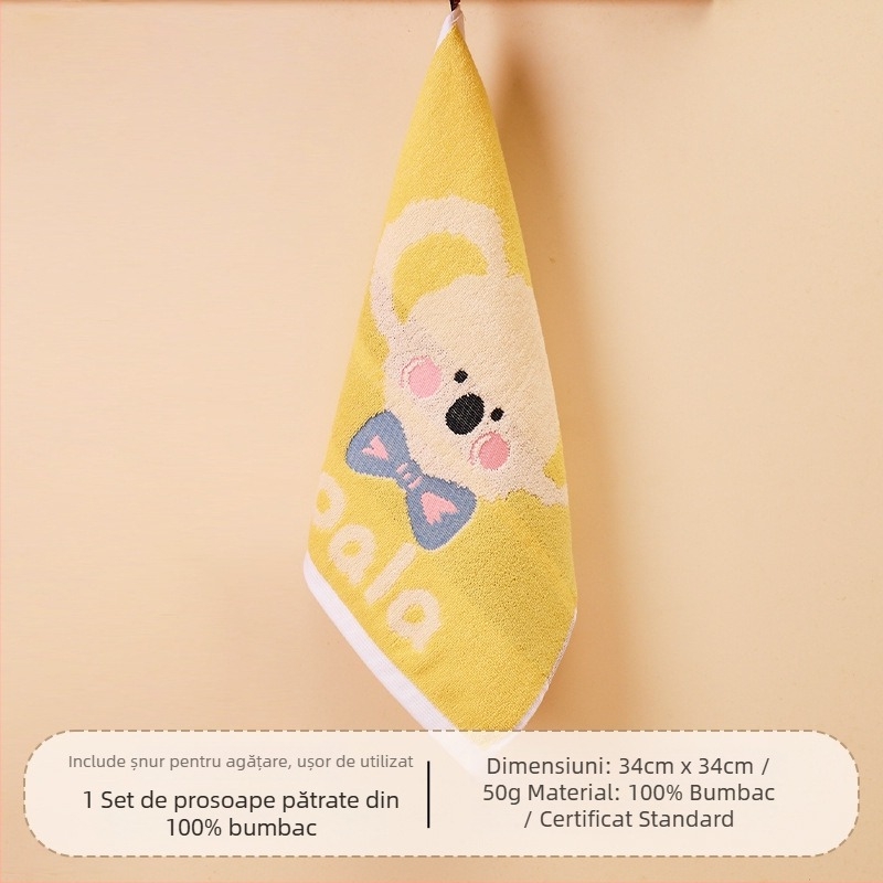 Prosop pătrat din bumbac pentru copii, absorbție rapidă, 50 g, țesătură Jacquard