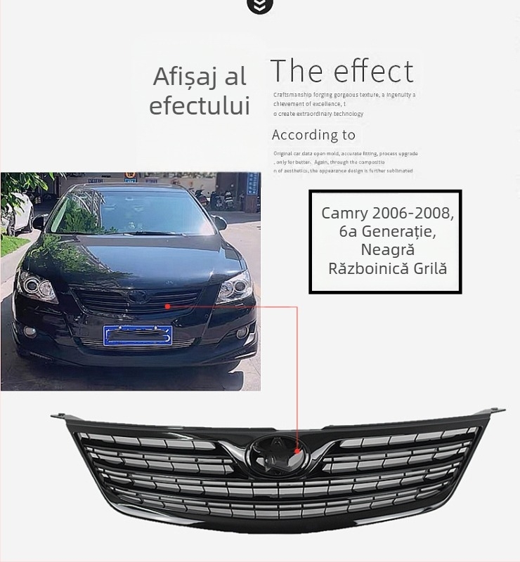 Grilaj radiator pentru Camry (06-11, 13-15) – Construcție metalică, Grilaj frontal modificat, Black Warrior Grille, Grilaj integral negru