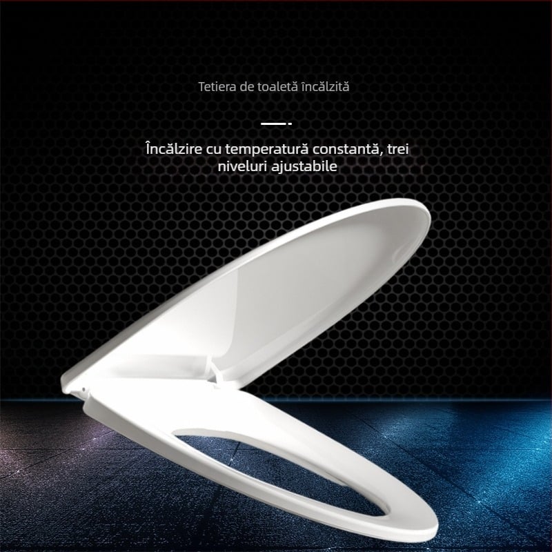 Capac de toaletă inteligent încălzit, reglare a temperaturii în trei niveluri și închidere silențioasă a capacului, model Av-6901, material PP