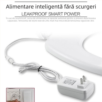 Capac de toaletă termostatic inteligent, cu temperatură reglabilă, protecție anti-scurgeri, închidere moale, distanță între găuri 14–16 mm — Modelul 5001