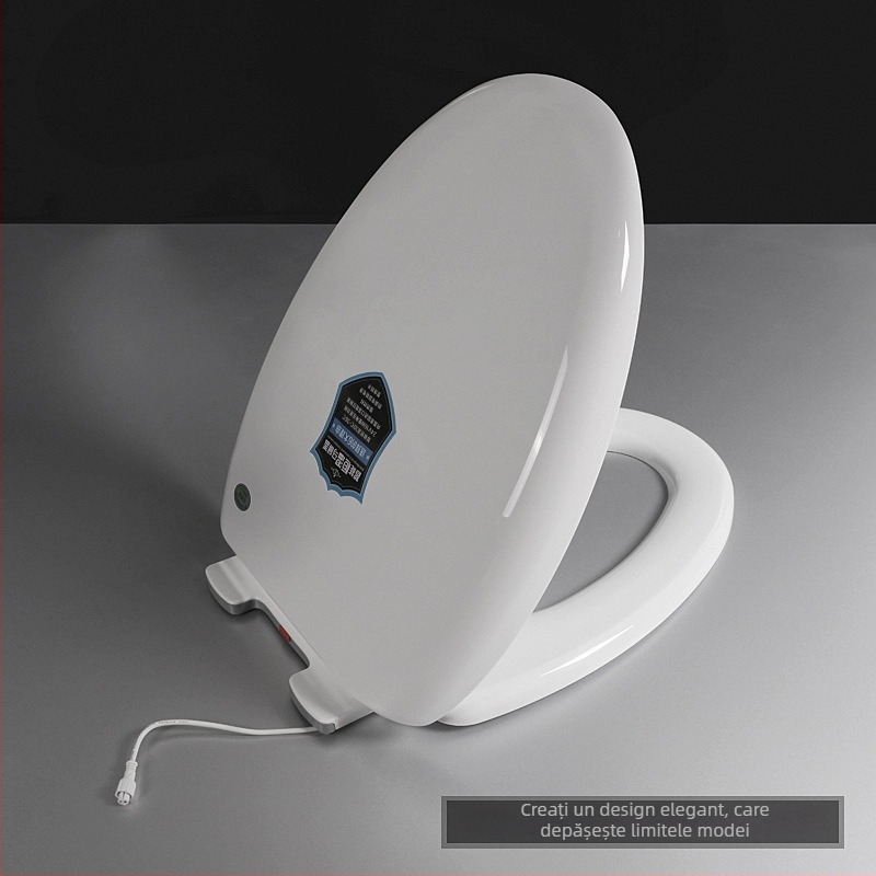 Capac de toaletă termostatic inteligent, cu temperatură reglabilă, protecție anti-scurgeri, închidere moale, distanță între găuri 14–16 mm — Modelul 5001