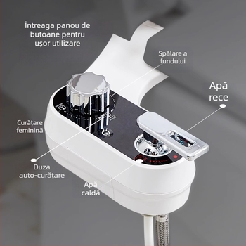 Scaun de bidet cu afișaj de temperatură, ABS plastic, duză auto-curățabilă, structură de tip split, duză de pulverizare pentru bidet