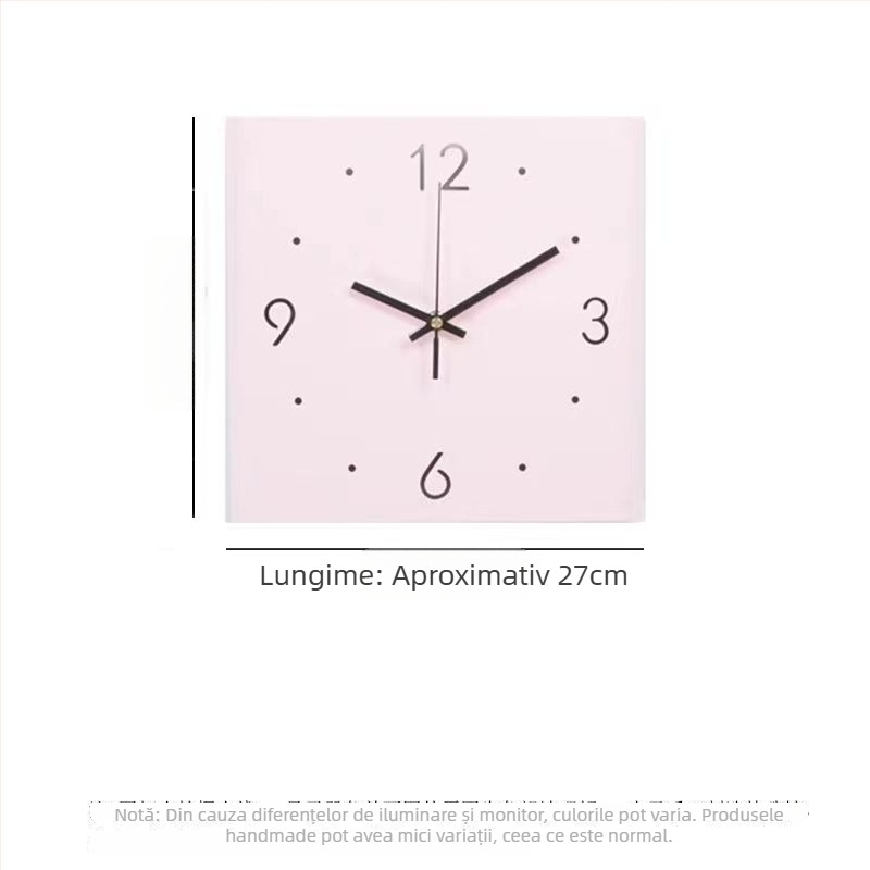 Ceas de perete, alimentare solară, mișcare lină, ramă metalică, cadran metalic, oglindă din plastic