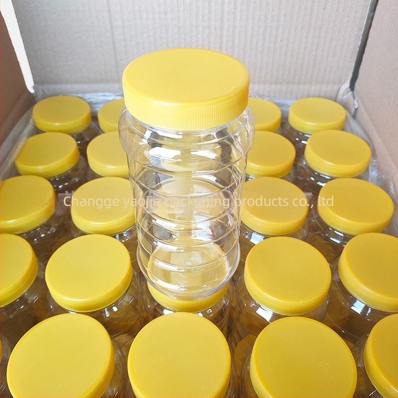 Borcan plastic gol, gură largă, PET, cu capac din plastic, pentru depozitare alimentară