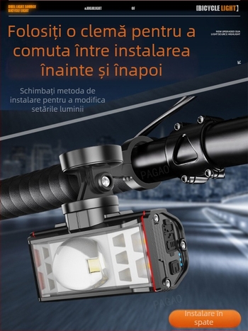 PAGAO Far pentru bicicletă de munte din aliaj de aluminiu – luminozitate înaltă, încărcare USB-C, 5200mAh, montaj prin agățare, pentru off-road