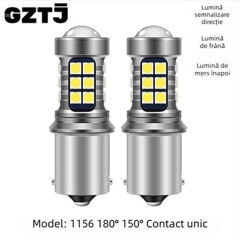 Lampă LED pentru frână auto 1156, unghiuri de vizualizare 180°/150°, înlocuire directă, 5.2W, 12-24V, 1350 lm, LED 3030