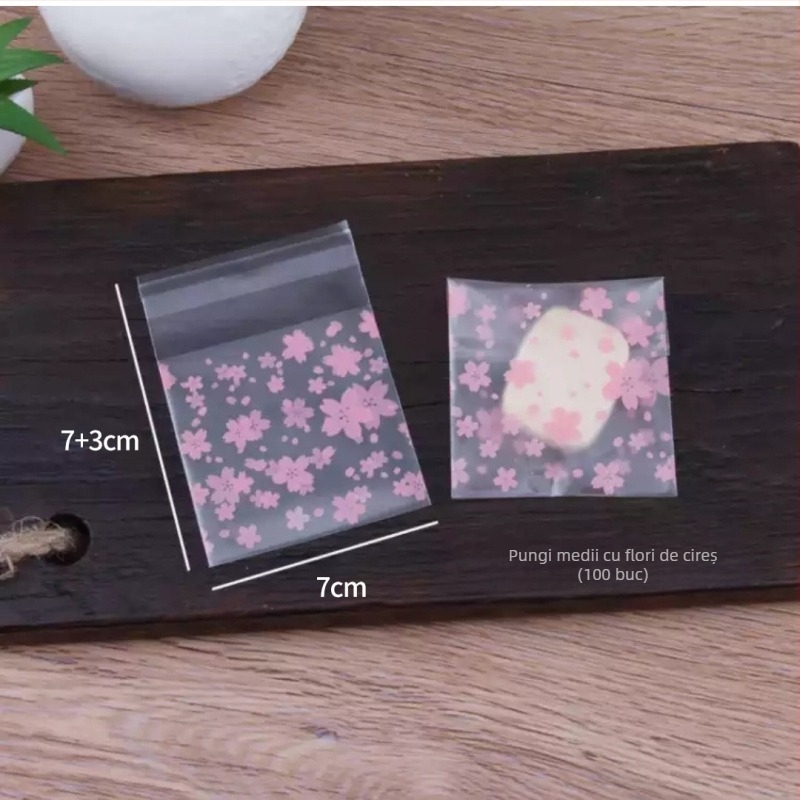 Sac autoadeziv mat pentru ambalaj de cofetărie, semi-transparent, material compozit, personalizare disponibilă