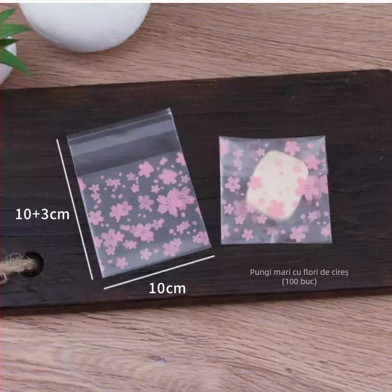 Sac autoadeziv mat pentru ambalaj de cofetărie, semi-transparent, material compozit, personalizare disponibilă