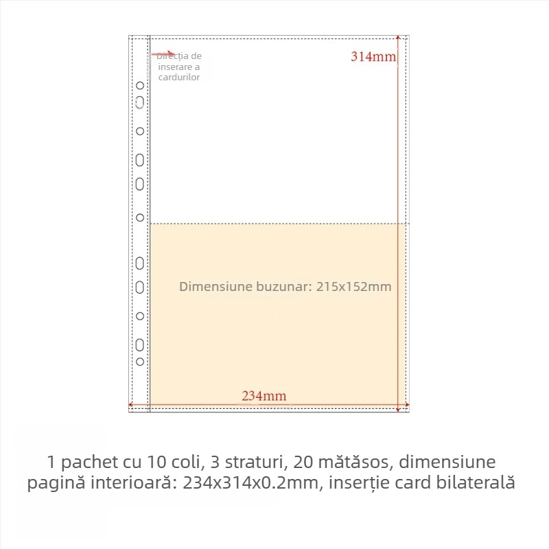Refill pentru album de carduri, pagini interioare PP, 10 foi, găuri personalizabile, imprimare siglă permisă