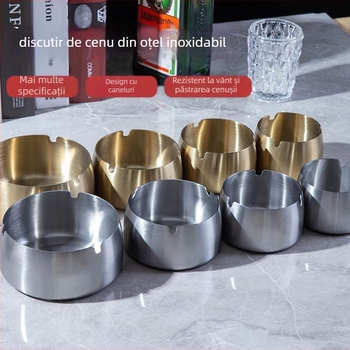 Scrumieră din oțel inoxidabil cu spațiu de depozitare - reutilizabilă, logo imprimabil, potrivită pentru casă, sufragerie, birou, bar și KTV