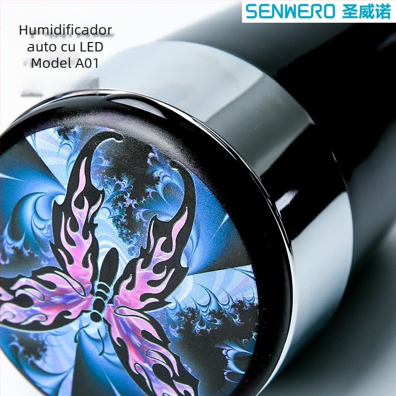 Scrumieră auto cu LED, formă circulară, din plastic injectat, model A01, greutate 102 g, marcă San Wino senwero (Model: A01; Material: Plastic; Iluminare LED; Greutate: 102 g; Marcă: San Wino senwero)