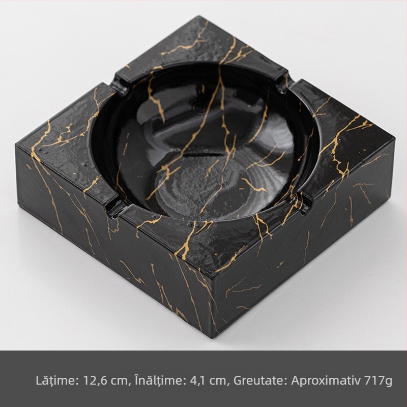 Scrumieră ceramică, pătrată, cu spațiu de depozitare, imprimare a logo-ului posibilă, personalizare