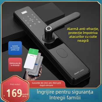 Încuietoare inteligentă pentru uși cu amprentă și parolă – Model JH01, stocare amprente 100, peste 100000 de deblocări, scanare sub 0,01 s, rată de recunoaștere falsă sub 0,01