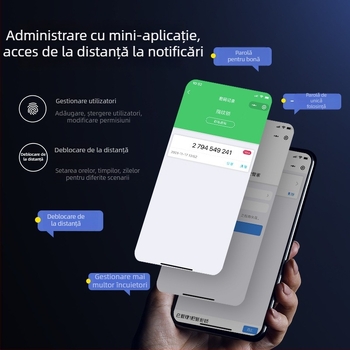 Încuietoare inteligentă pentru uși cu amprentă și parolă – Model JH01, stocare amprente 100, peste 100000 de deblocări, scanare sub 0,01 s, rată de recunoaștere falsă sub 0,01