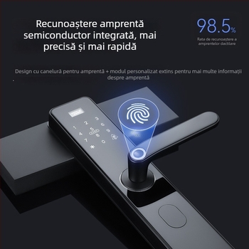 Încuietoare inteligentă pentru uși cu amprentă și parolă – Model JH01, stocare amprente 100, peste 100000 de deblocări, scanare sub 0,01 s, rată de recunoaștere falsă sub 0,01