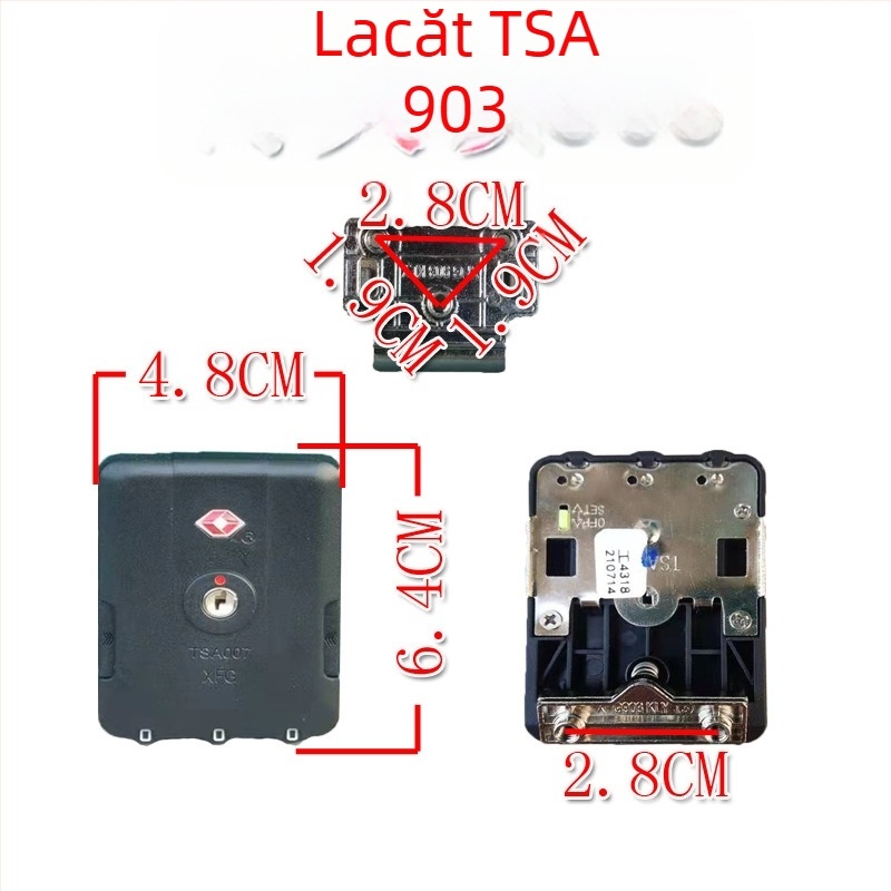 Lacăt pentru bagaje XFG903 TSA007 – cu 3 găuri, corp ABS