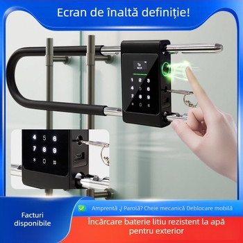 Încuietoare inteligentă în formă de U pentru uși din sticlă, cu parolă și amprentă – încuietoare mortise digitală cu declanșare electronică