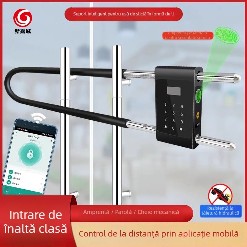 Încuietoare inteligentă în formă de U pentru uși din sticlă, cu parolă și amprentă – încuietoare mortise digitală cu declanșare electronică