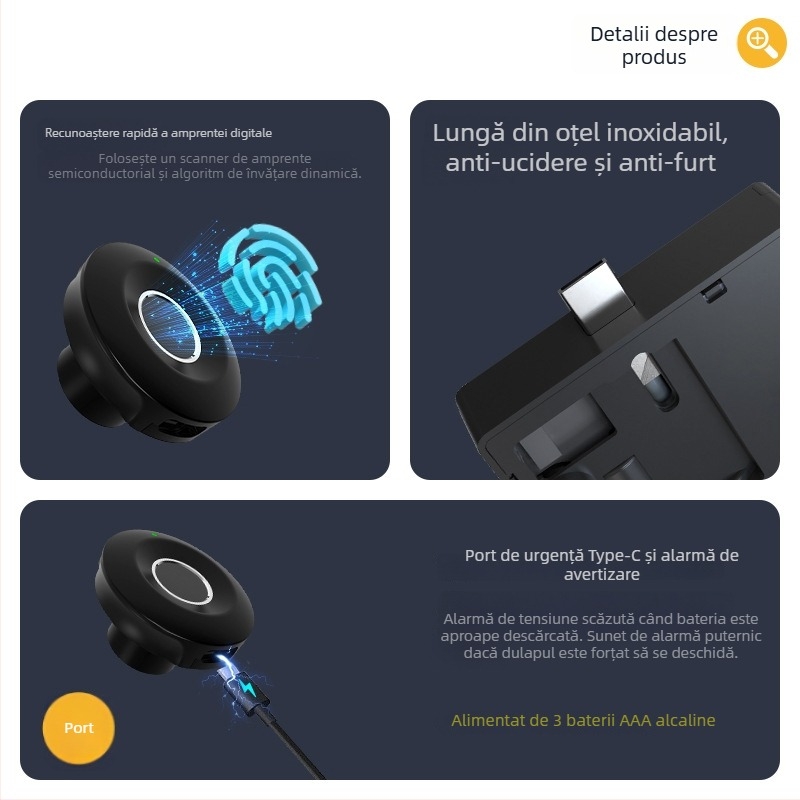 Dulap pentru dosare cu senzor de amprentă, model S102-f, aluminiu, utilizare casnică, stil modern minimalist