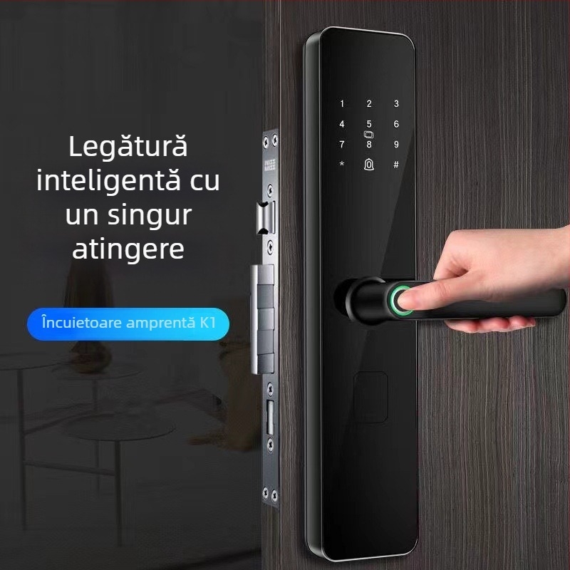 Kexiong K2 Lacăt inteligent cu amprentă One-Touch semi-automat pentru locuințe și pensiuni — 50 amprente stocate, timp de scanare 0.01s, >100000 de deblocări, Alimentare DC