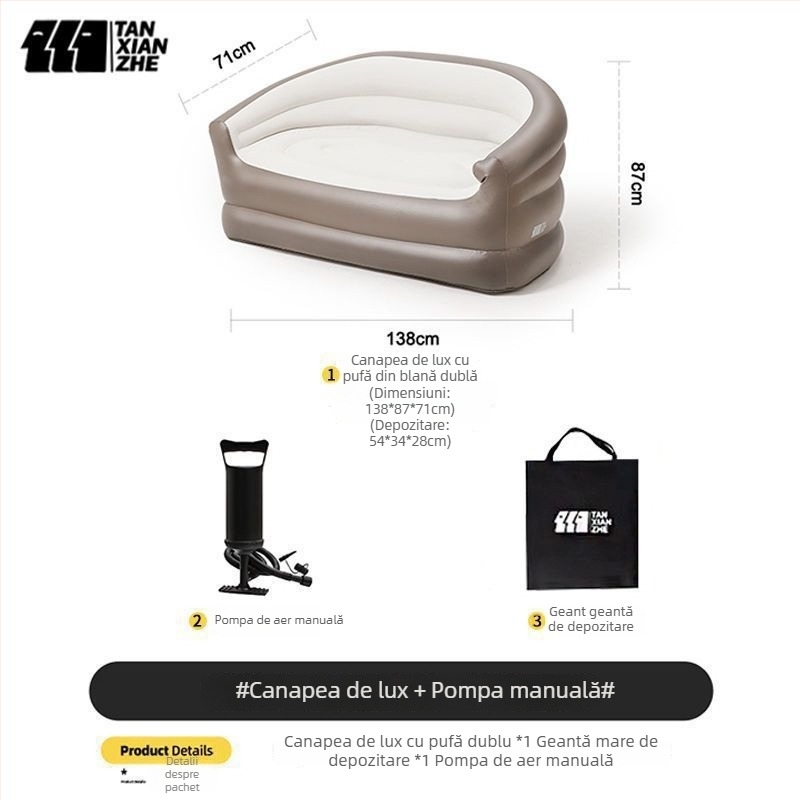 Log lane Explorer Pat gonflabil dublu – canapea aer portabilă pentru camping, suprafață din țesătură compozită, sarcină maximă 180 kg