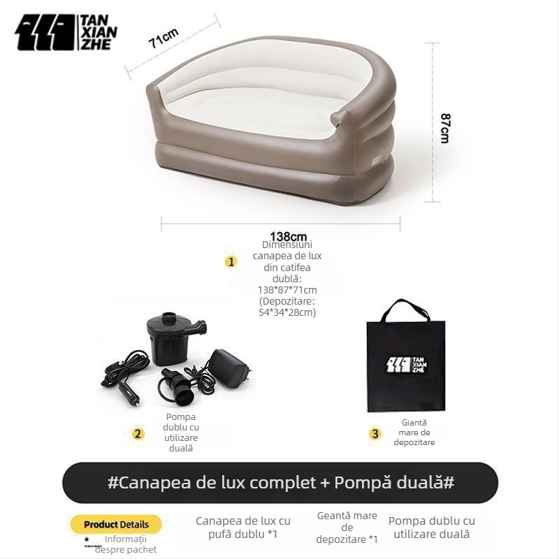 Log lane Explorer Pat gonflabil dublu – canapea aer portabilă pentru camping, suprafață din țesătură compozită, sarcină maximă 180 kg