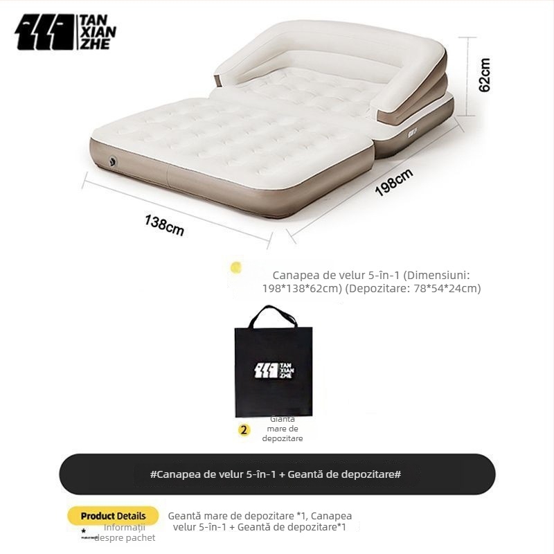 Log lane Explorer Pat gonflabil dublu – canapea aer portabilă pentru camping, suprafață din țesătură compozită, sarcină maximă 180 kg