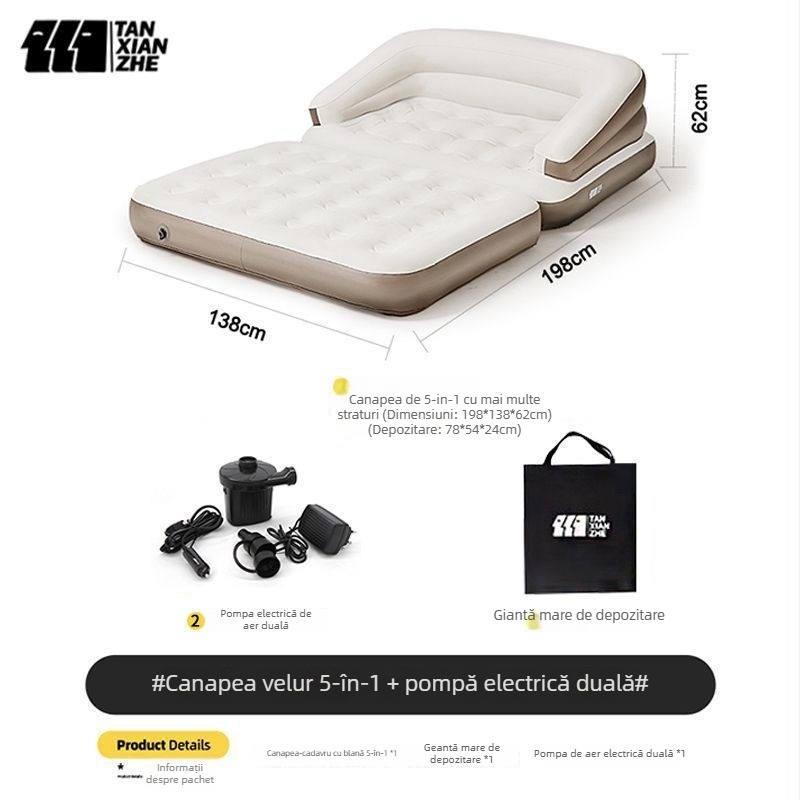 Log lane Explorer Pat gonflabil dublu – canapea aer portabilă pentru camping, suprafață din țesătură compozită, sarcină maximă 180 kg