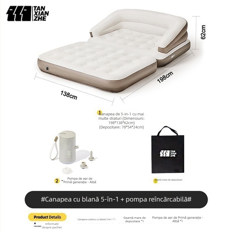 Log lane Explorer Pat gonflabil dublu – canapea aer portabilă pentru camping, suprafață din țesătură compozită, sarcină maximă 180 kg