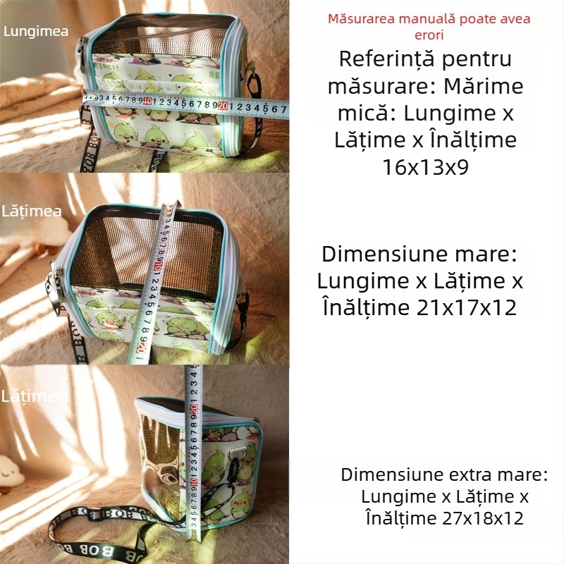 Cușcă portabilă pentru papagal cu curea – respirabilă, transparentă, tavă vizibilă și detașabilă; Material: plastic, poliester; Brand: Dong wow; Potrivit pentru păsări de companie