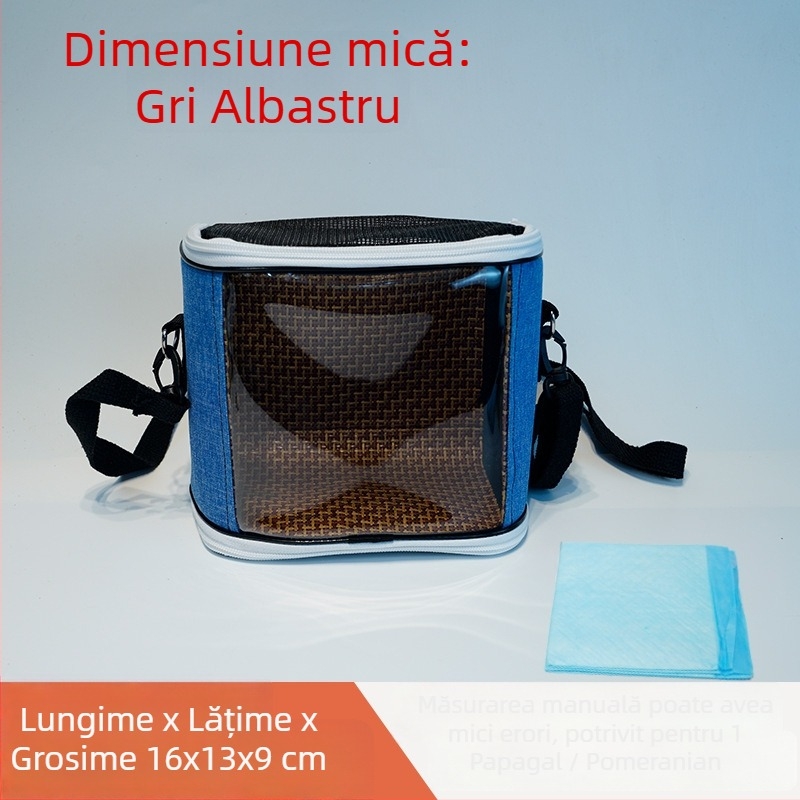 Cușcă portabilă pentru papagal cu curea – respirabilă, transparentă, tavă vizibilă și detașabilă; Material: plastic, poliester; Brand: Dong wow; Potrivit pentru păsări de companie